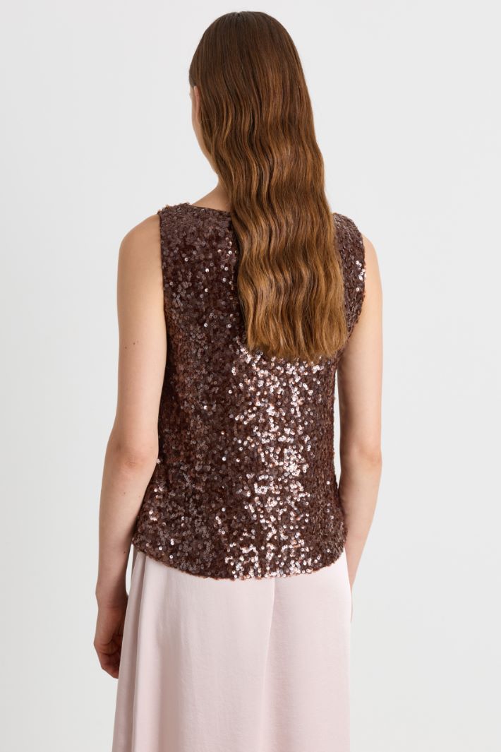 Top in paillettes - MARRONE - Intrend - 4