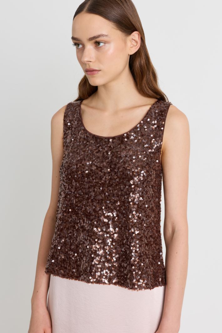 Top in paillettes - MARRONE - Intrend - 3