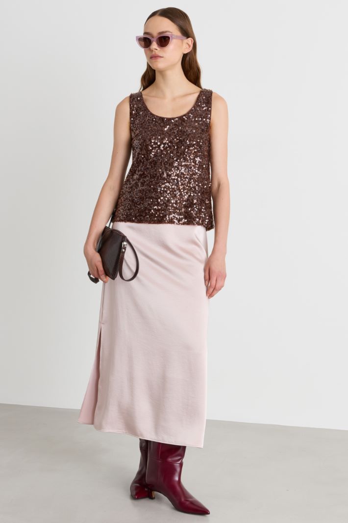 Top in paillettes - MARRONE - Intrend