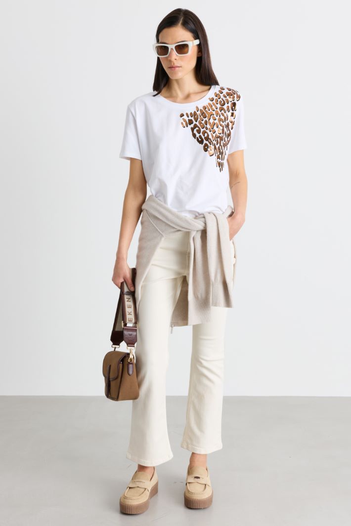 T-shirt con motivo stampato - BIANCO MARRONE - Intrend