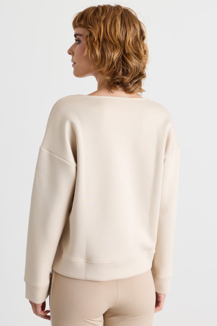 Felpa con scollo a V - BIANCO - Intrend - 4