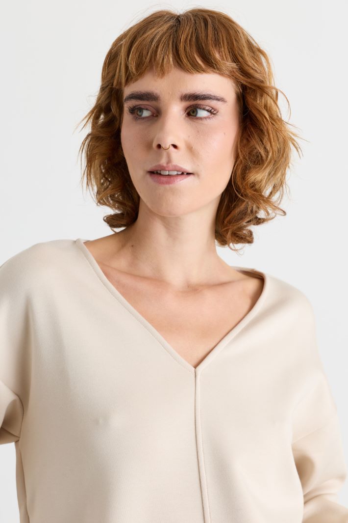 Felpa con scollo a V - BIANCO - Intrend - 3