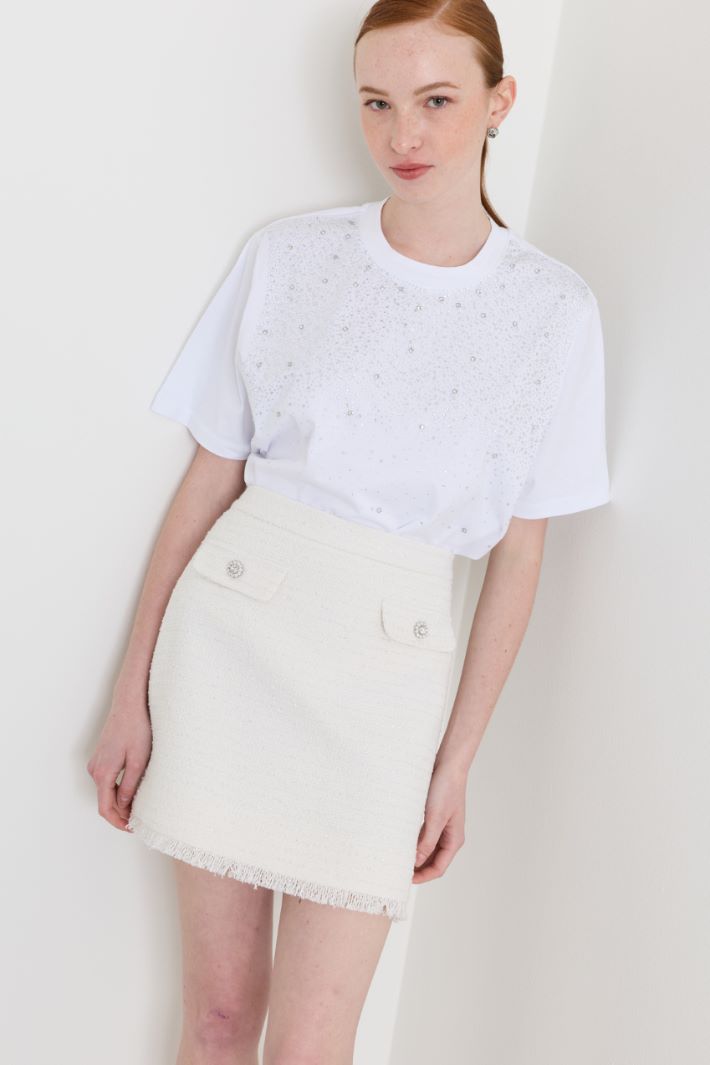 T-shirt con strass - BIANCO - Intrend - 2