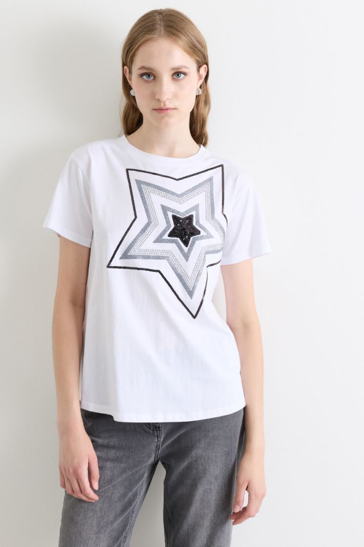 T-shirt con applicazione gioiello - BIANCO - Intrend - 2