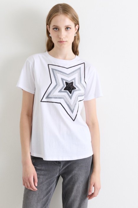 Jewel-embellished T-shirt - Intrend