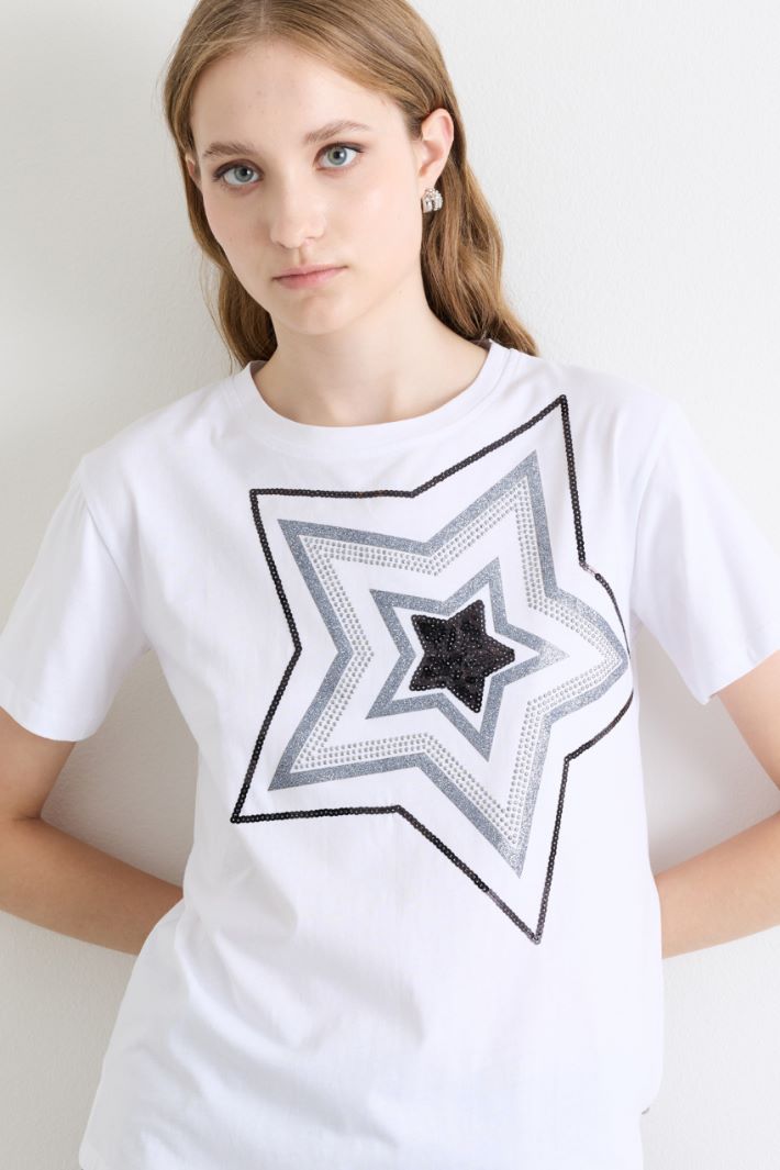 T-shirt con applicazione gioiello - BIANCO - Intrend - 3