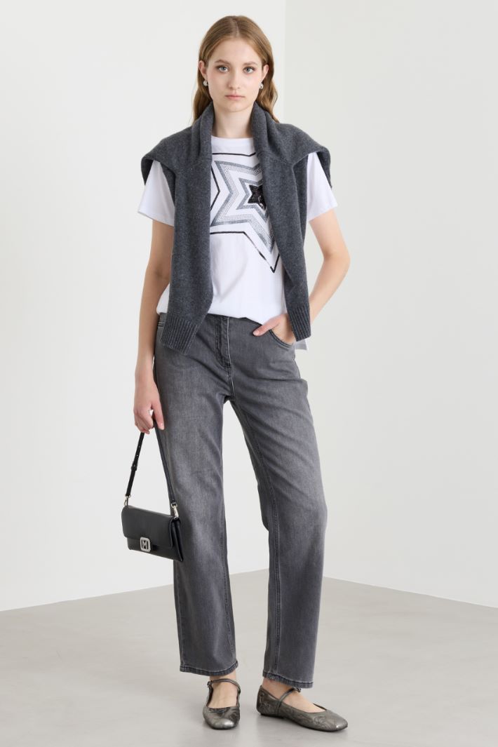 T-shirt con applicazione gioiello - BIANCO - Intrend