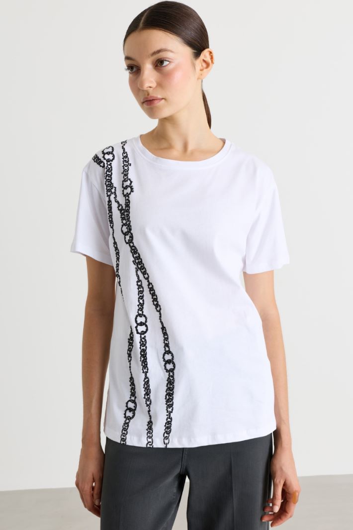 T-shirt con applicazione gioiello - BIANCO - Intrend - 2