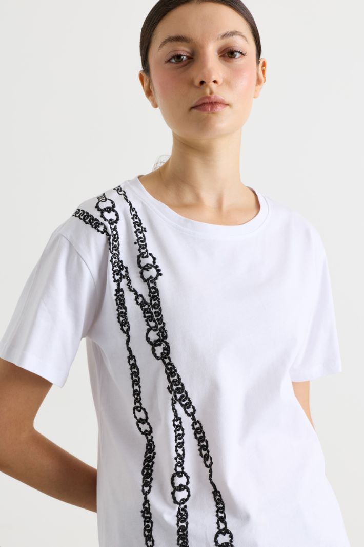 T-shirt con applicazione gioiello - BIANCO - Intrend - 3