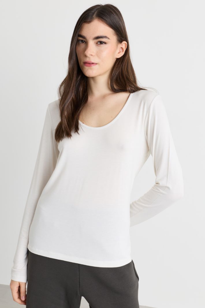 T-shirt in jersey - BIANCO - Intrend - 3
