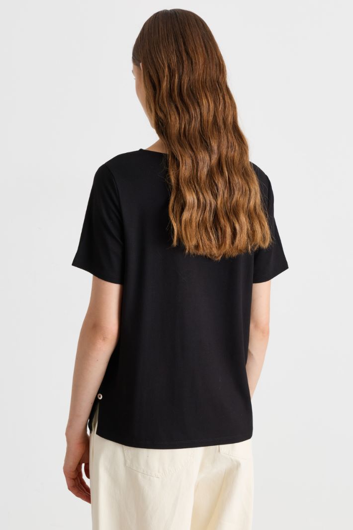 T-shirt in jersey con tasca - NERO - Intrend - 4
