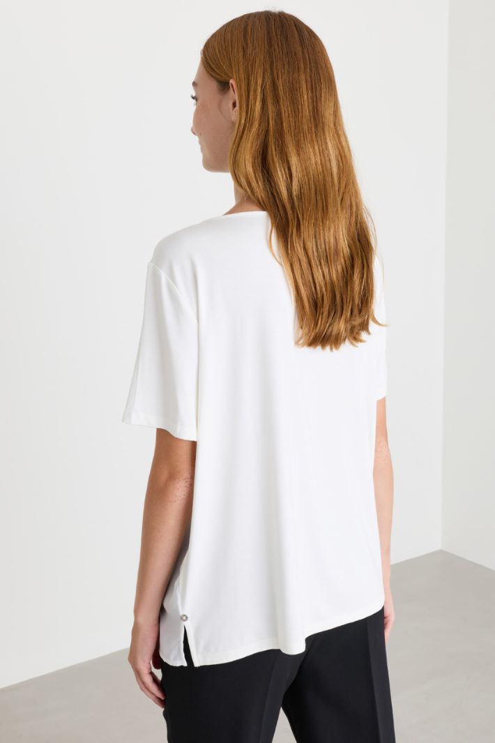 Jersey T-shirt with pocket - WHITE - Intrend - 4