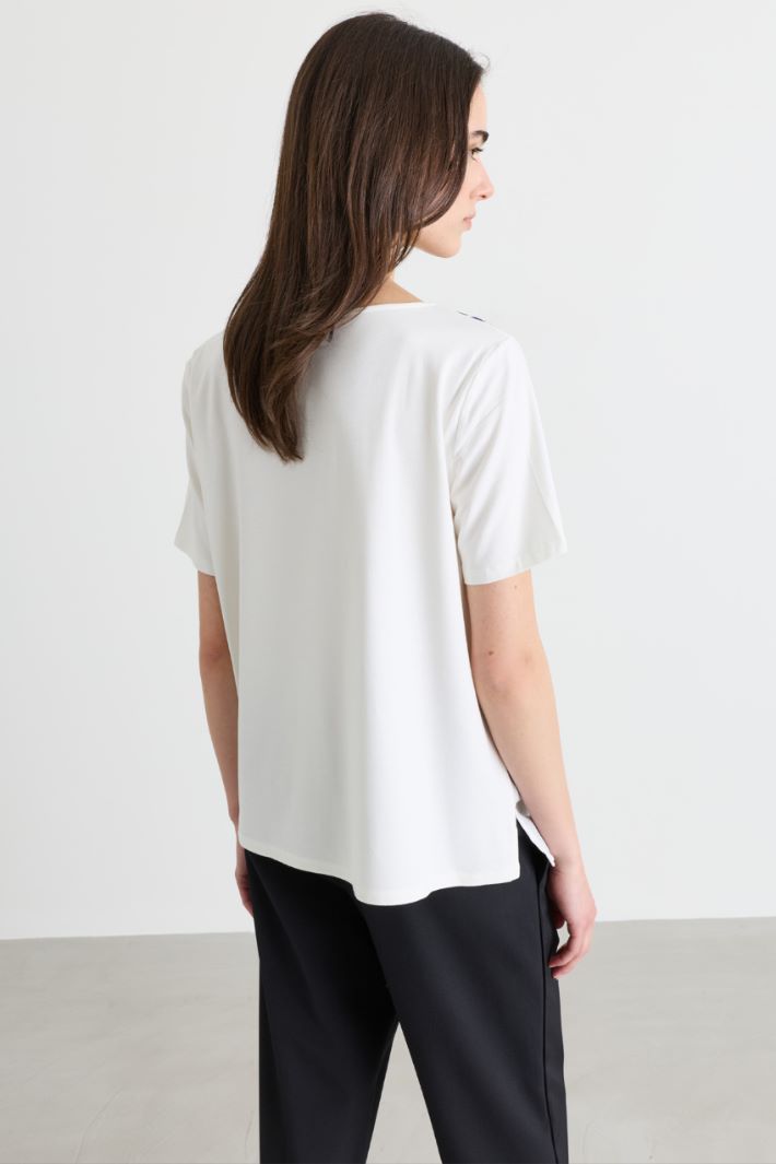 T-shirt in jersey con tasca - BIANCO BLU - Intrend - 4