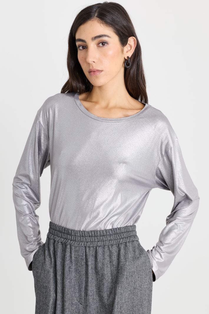 T-shirt in jersey laminato - ARGENTO - Intrend - 2