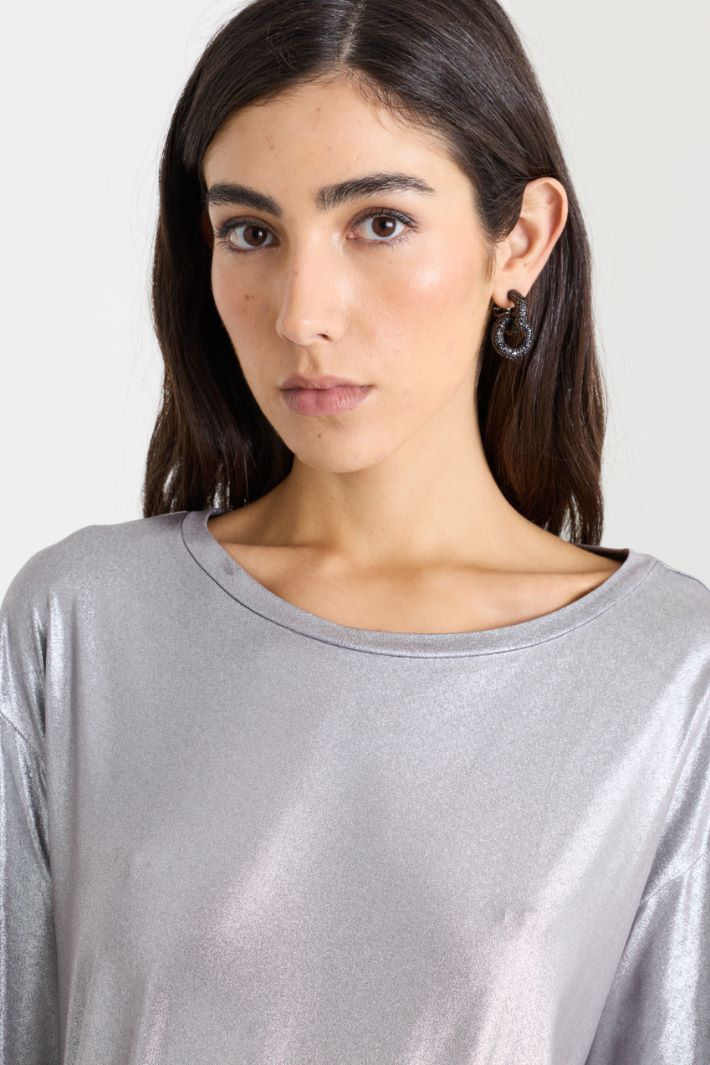 T-shirt in jersey laminato - ARGENTO - Intrend - 3