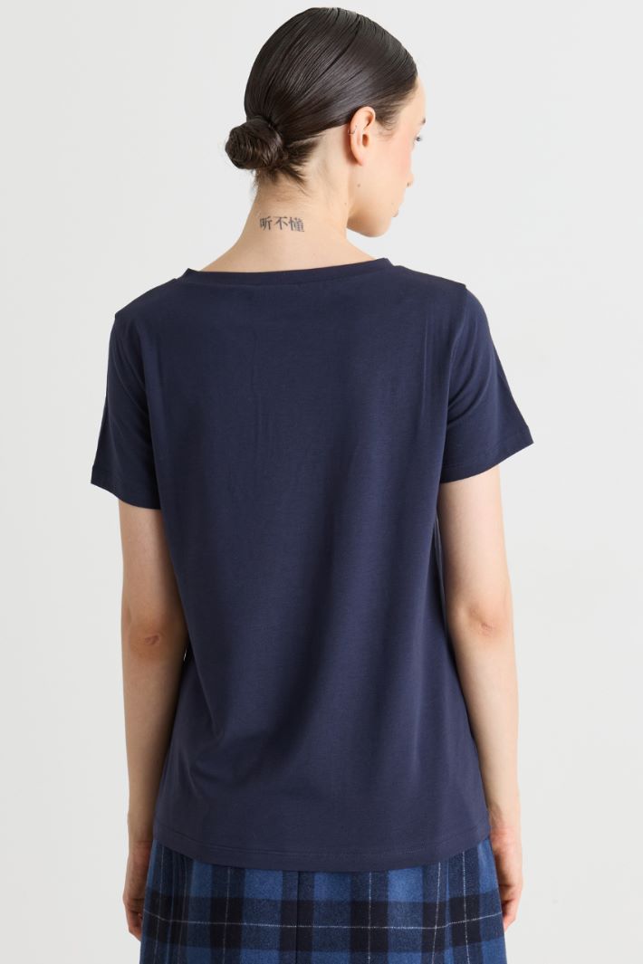 T-shirt in jersey - BLU - Intrend - 4