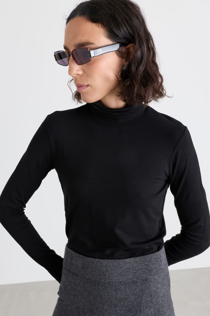 Dolcevita in jersey stretch - NERO - Intrend - 2