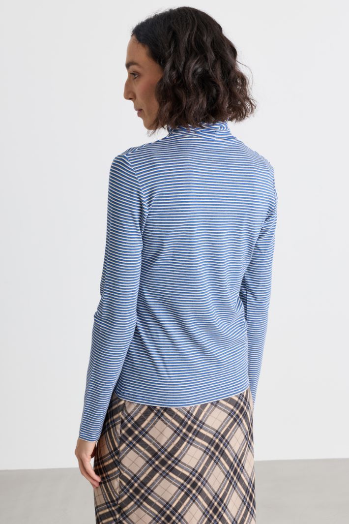 Dolcevita in jersey stretch - BLU GRIGIO BIANCO - Intrend - 4