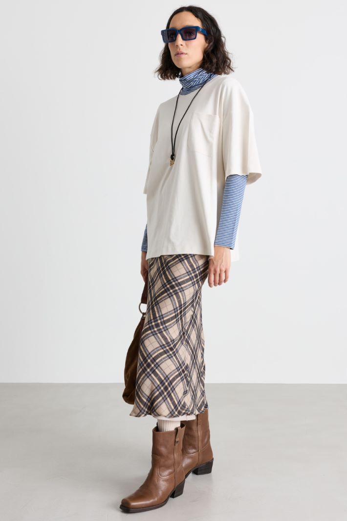 Dolcevita in jersey stretch - BLU GRIGIO BIANCO - Intrend