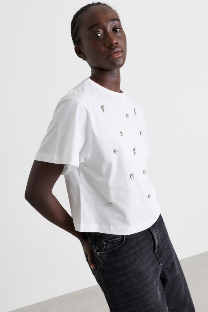 Camiseta con aplicaciones - BLANCO - Intrend - 3