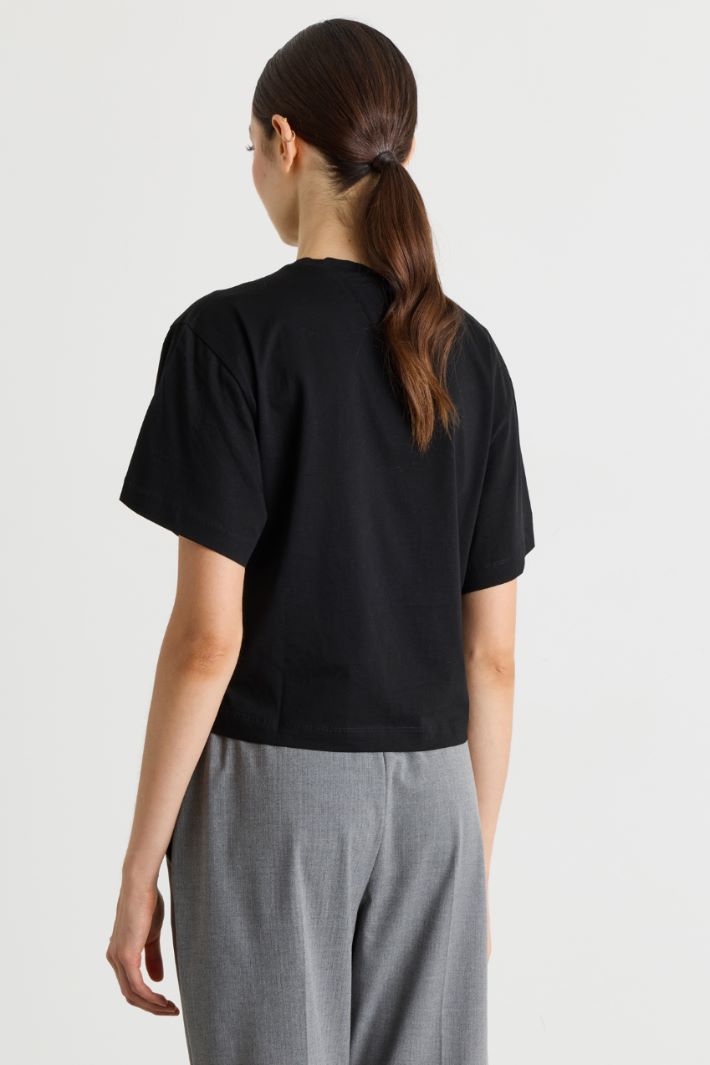 Embellished T-shirt - BLACK - Intrend - 4