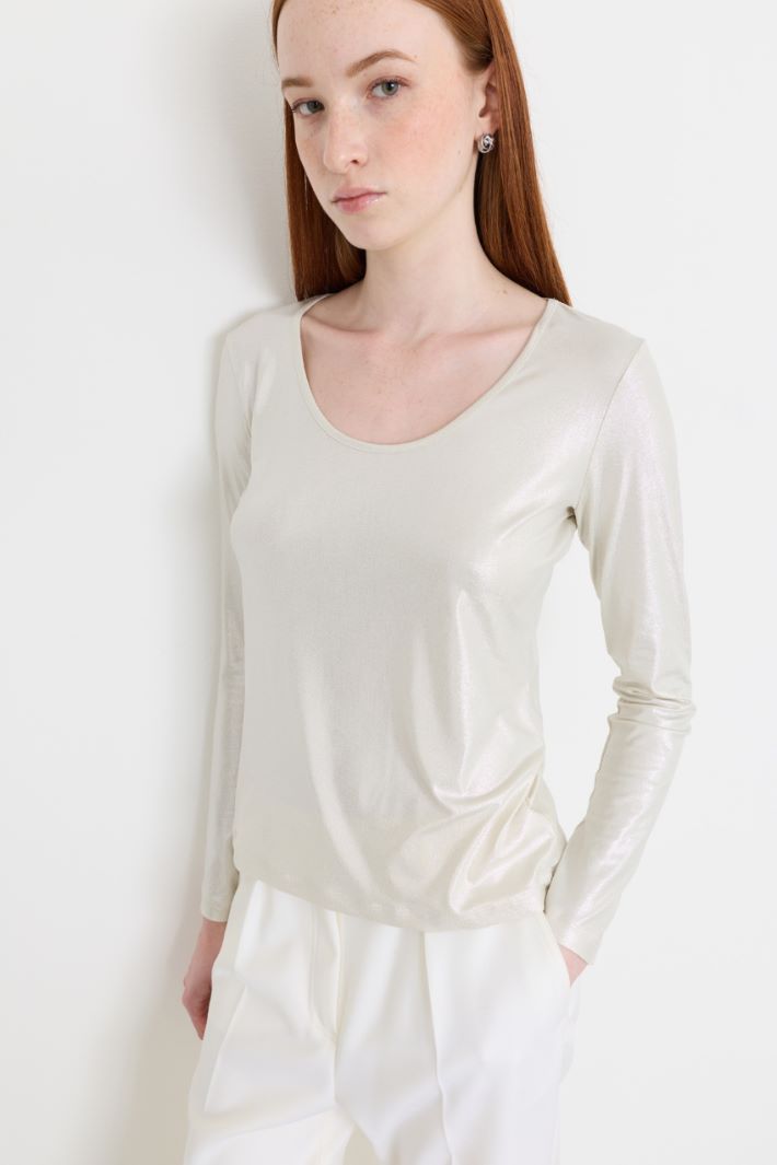 T-shirt con ampio scollo - ARGENTO - Intrend - 3