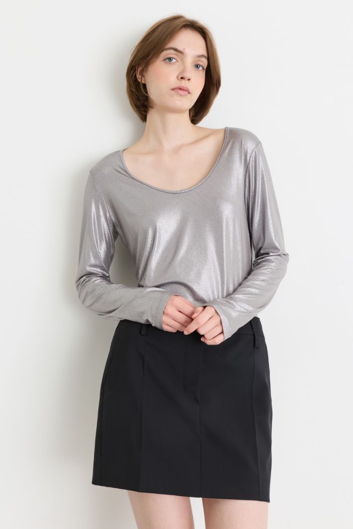 T-shirt con ampio scollo - GRIGIO - Intrend - 2