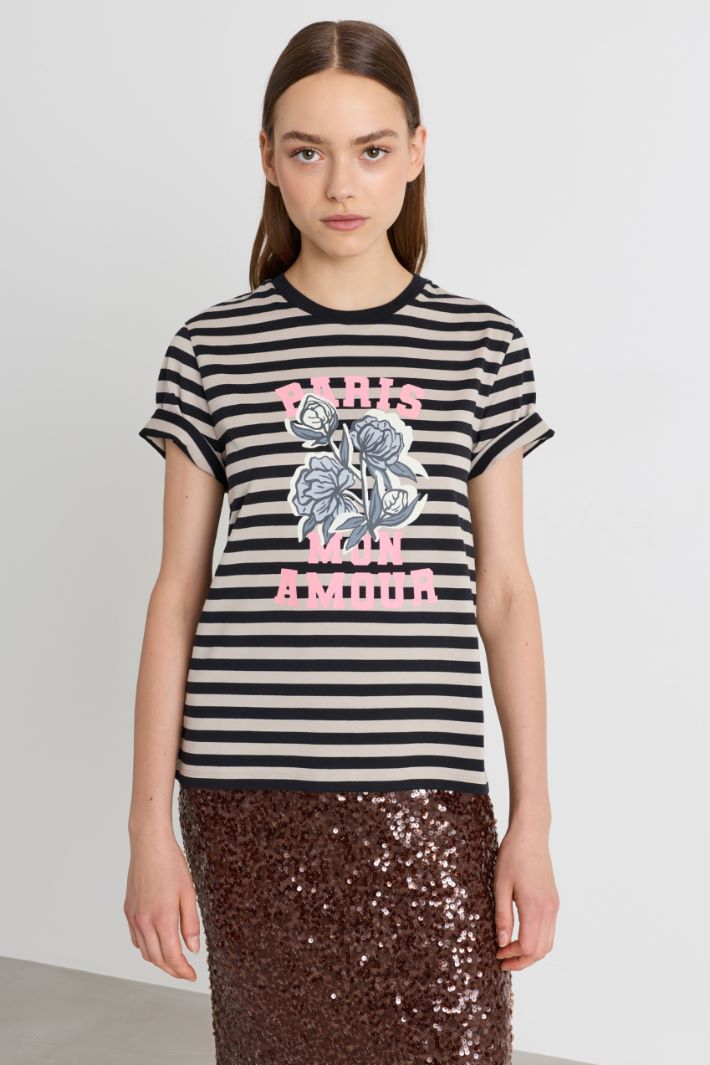 T-shirt con stampa - BEIGE NERO - Intrend - 2