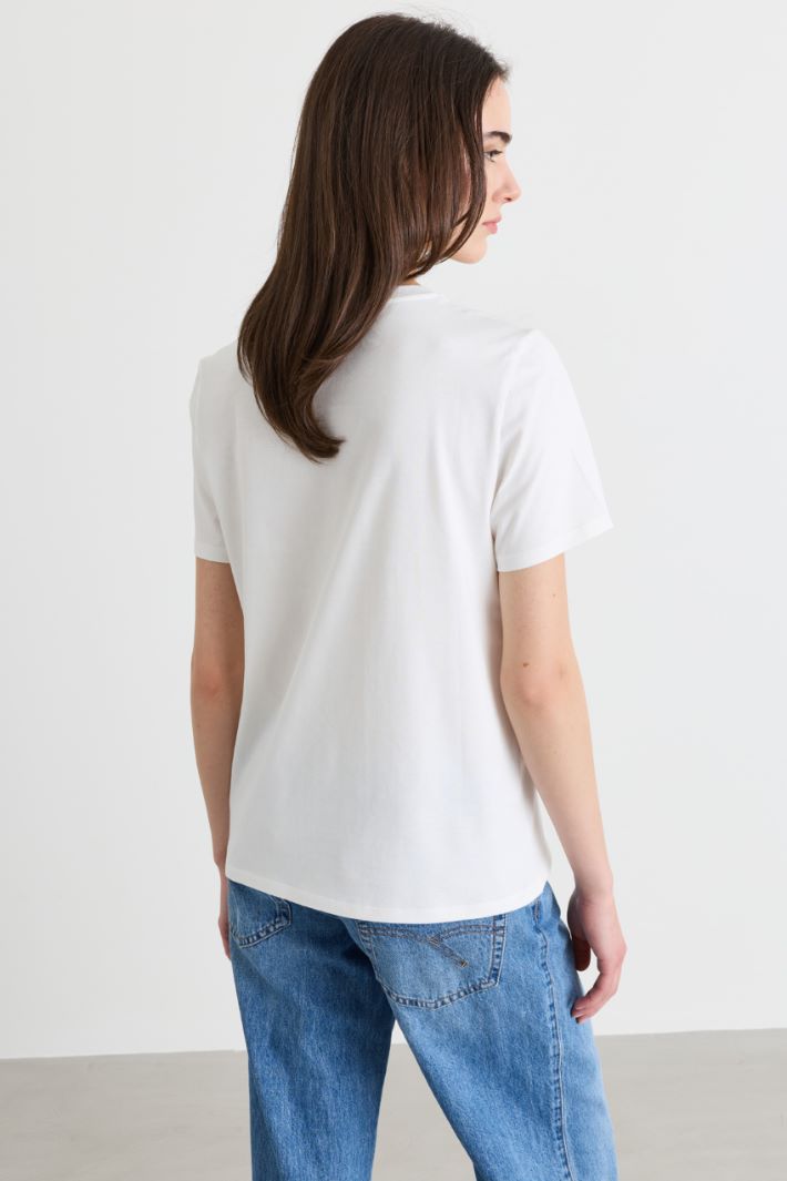 T-shirt con ricamo - BIANCO BLU - Intrend - 4