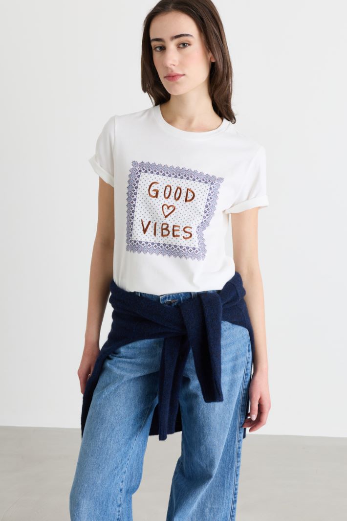 T-shirt con ricamo - BIANCO BLU - Intrend - 2