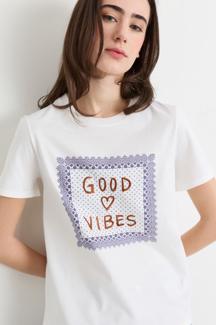 T-shirt con ricamo - BIANCO BLU - Intrend - 3