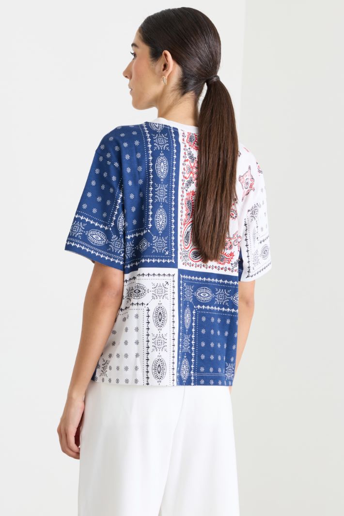 T-shirt boxy stampata - BIANCO BLU - Intrend - 4