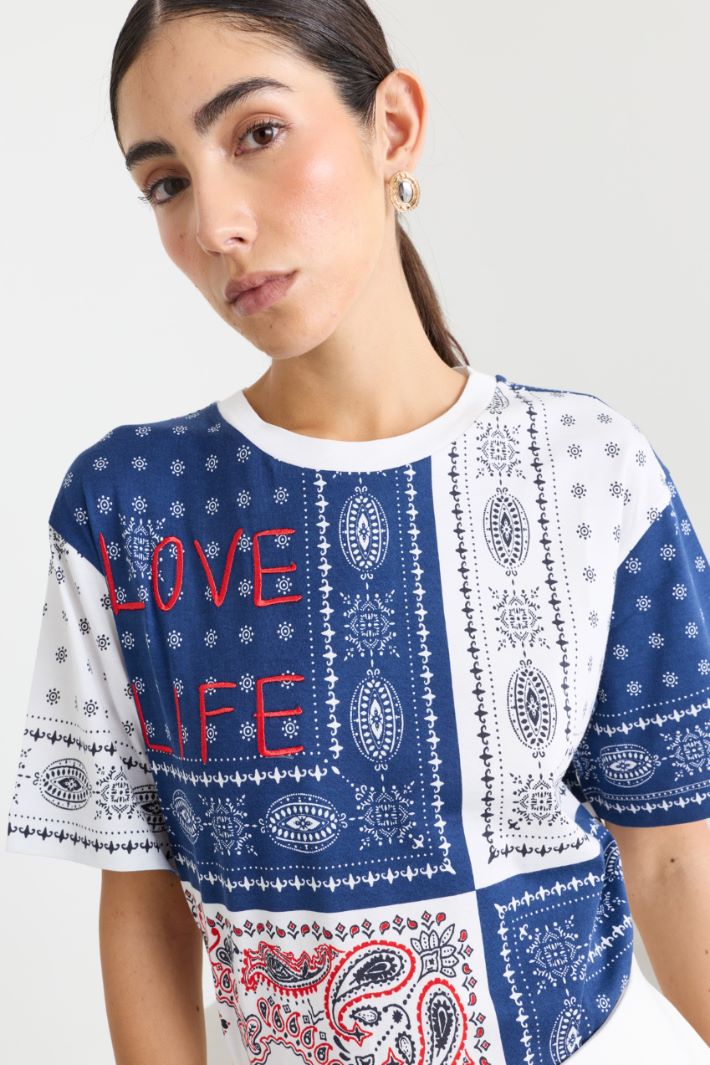 T-shirt boxy stampata - BIANCO BLU - Intrend - 3