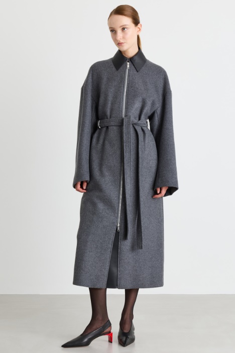Cappotto in double di lana con zip