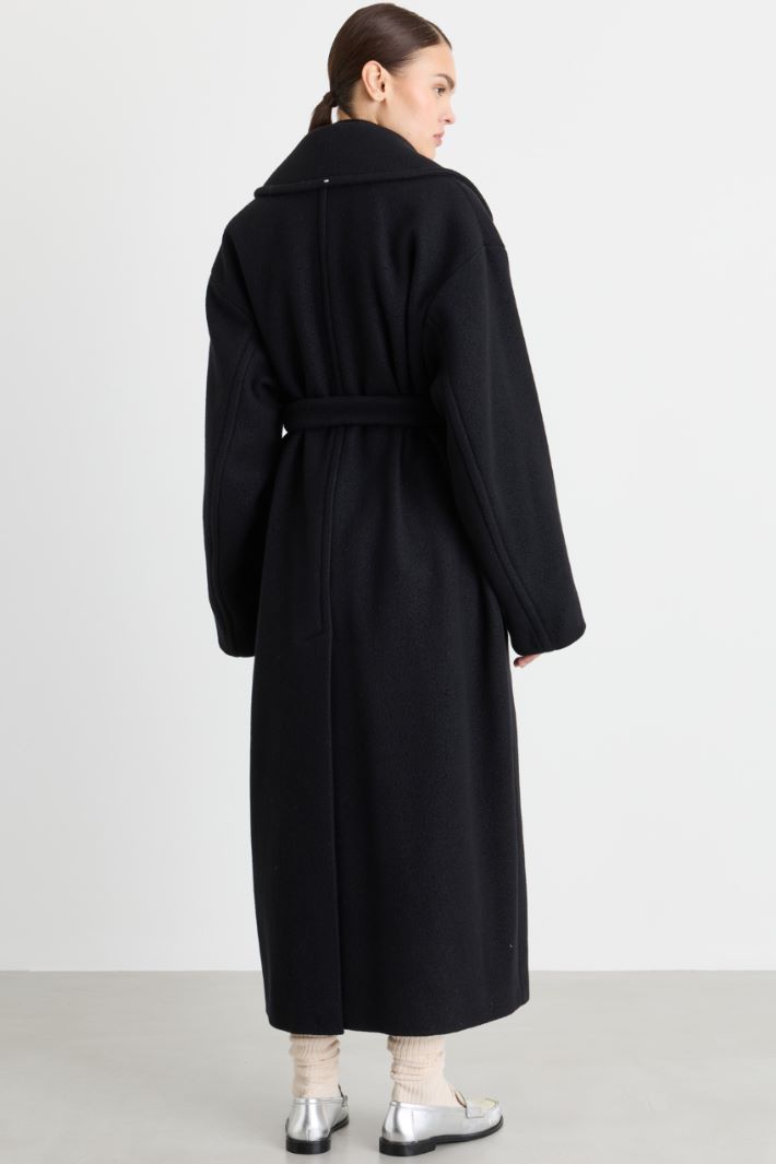 Cappotto oversize con cintura - NERO - Intrend - 4