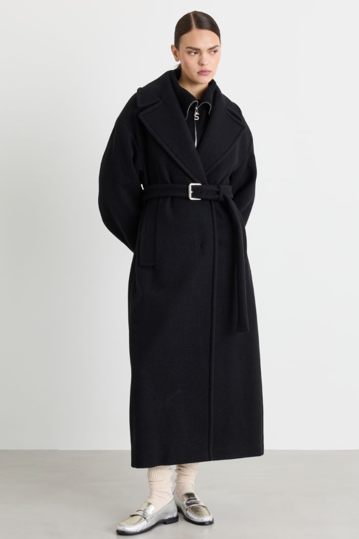 Cappotto oversize con cintura - NERO - Intrend - 2