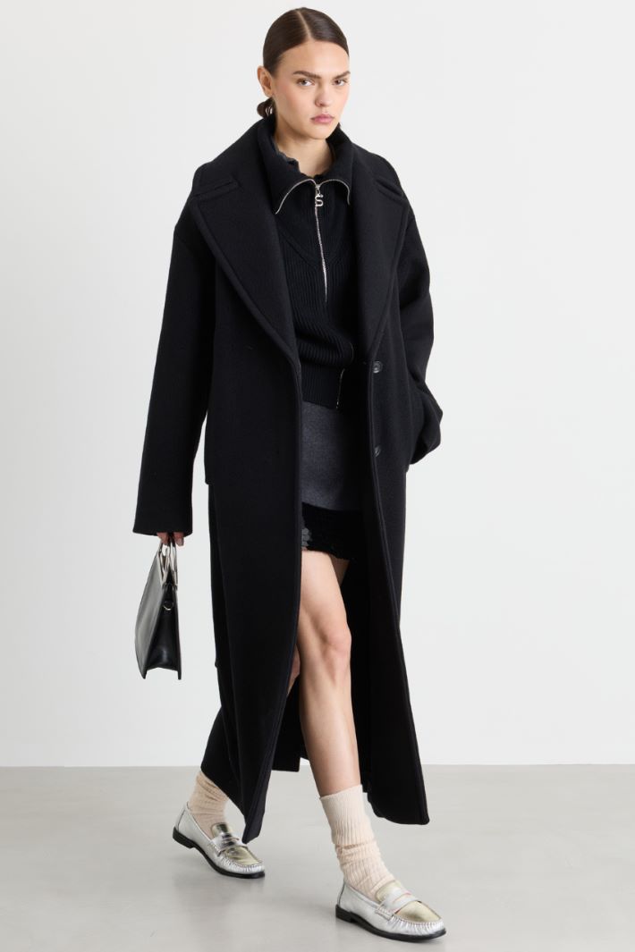 Cappotto oversize con cintura - NERO - Intrend