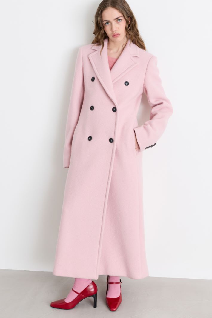 Double-Breasted Double-Faced Coat - PINK - Intrend - 2