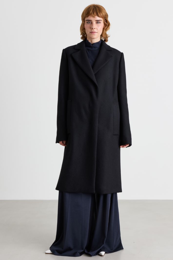 Cappotto doppiopetto con bottoni nascosti - NERO - Intrend - 2