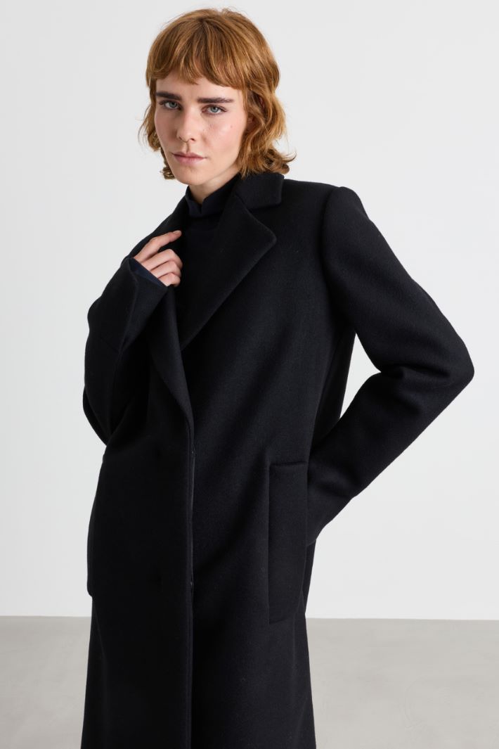 Cappotto doppiopetto con bottoni nascosti - NERO - Intrend - 3