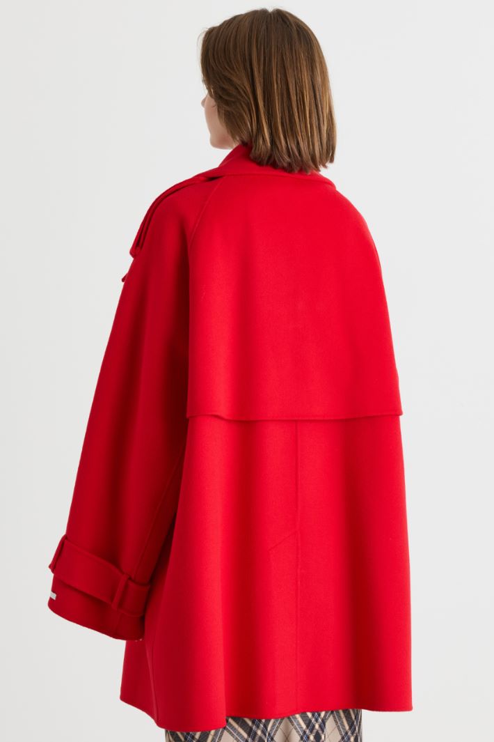 Cropped oversized trench coat - RED - Intrend - 4
