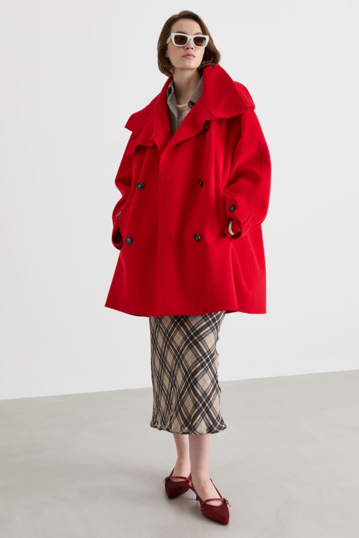 Cropped oversized trench coat - RED - Intrend