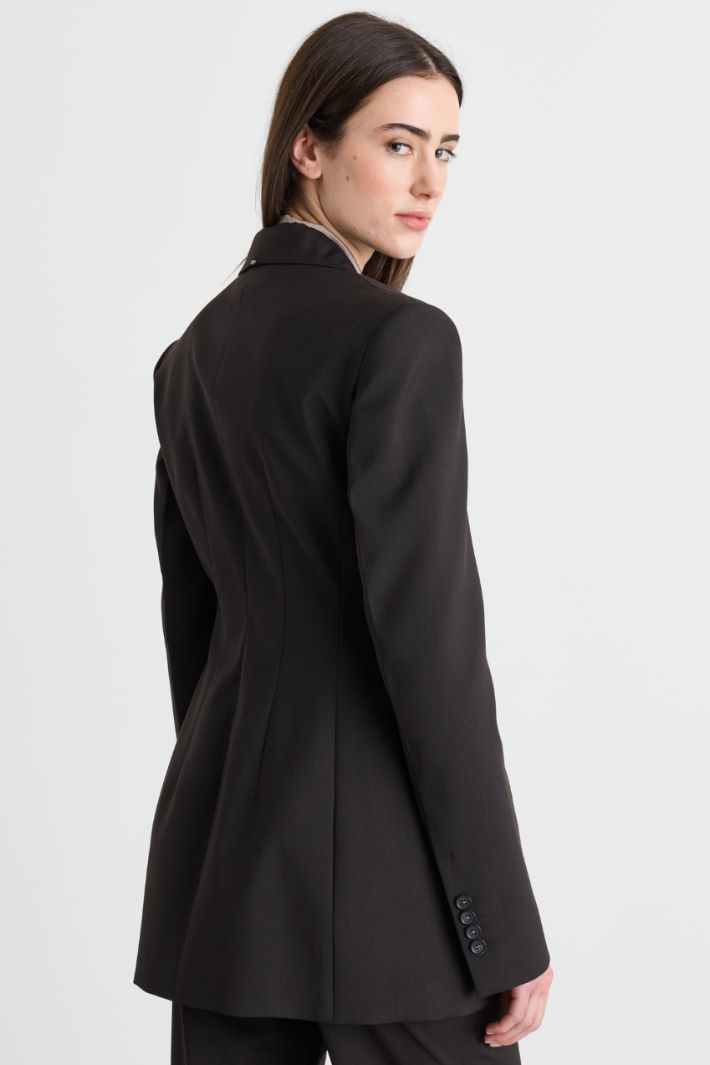 Blazer croisé en toile - MARRON - Intrend - 4