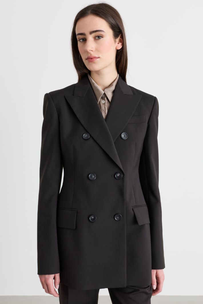 Blazer croisé en toile - MARRON - Intrend - 2