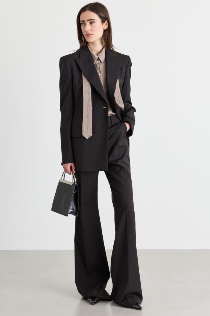 Blazer croisé en toile - MARRON - Intrend