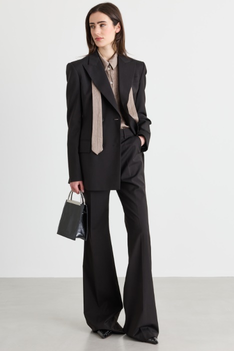Blazer cruzado de lana elástica - Intrend