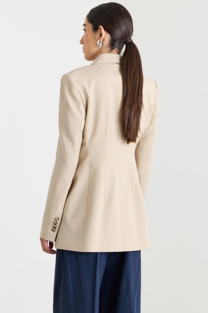 Blazer croisé en toile - BEIGE - Intrend - 4