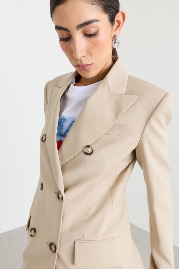 Blazer croisé en toile - BEIGE - Intrend - 3