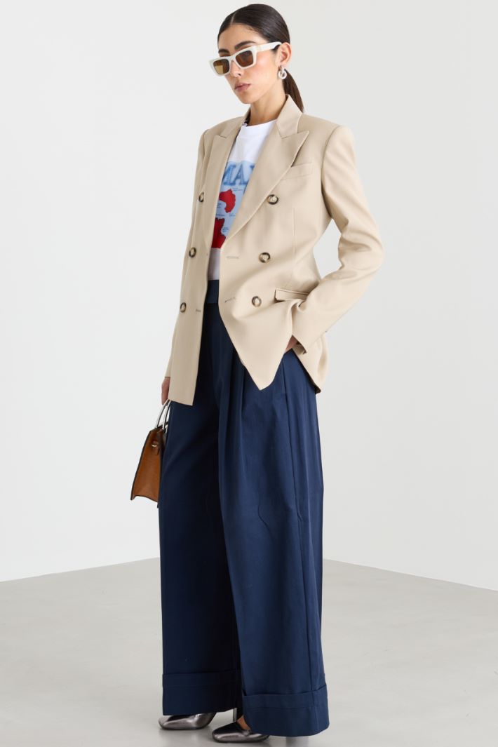 Blazer croisé en toile - BEIGE - Intrend