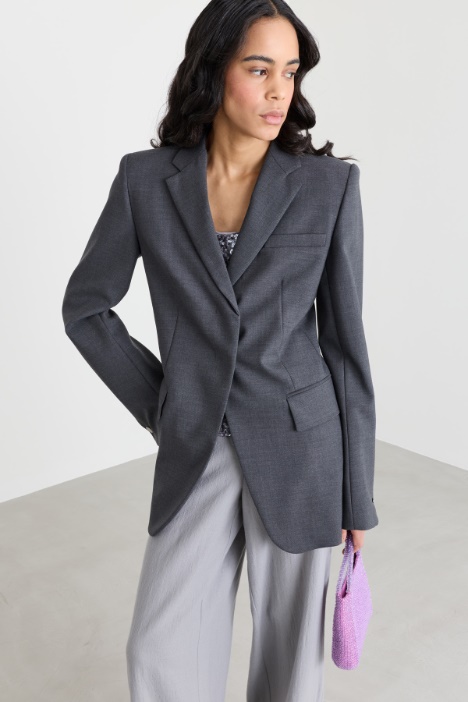 Blazer en toile de laine stretch - Intrend